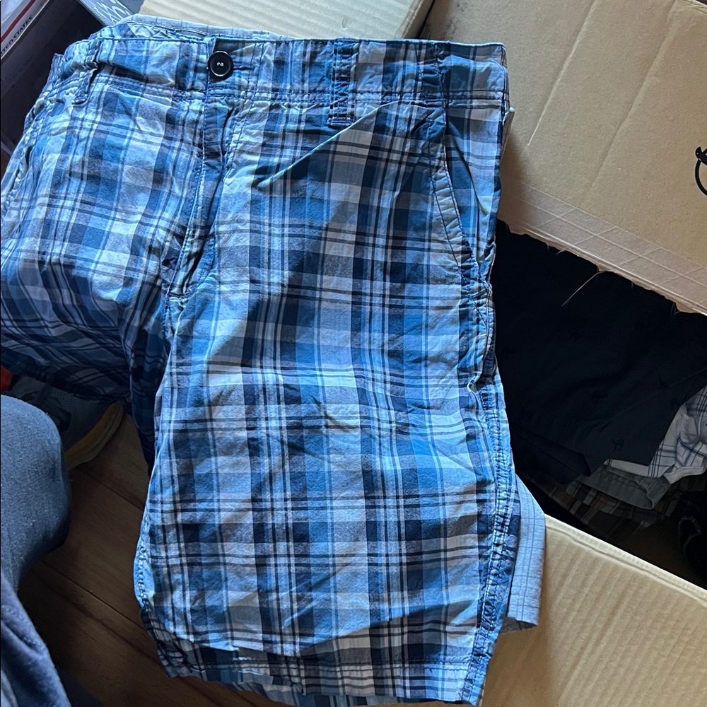 Old Navy Blue Checkered Cargo Shorts